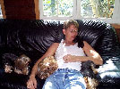 Viva, Haili, Komet with napping puppy OB-GYN Stephan - March 2000